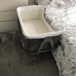 Beside crib with adjustable height made to fit any common sized bed to make night feeding easier. Can be folded completely flat to make storing and travelling easy. Excellent condition. Pick up Ebbw Vale or local delivery