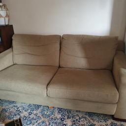comfortable three piece sofa and arm chair set - free to collector from a pet and smoke free home

getting rid because it won't fit up the stairs and around corners to my new flat.

cushion covers warn and some marks but easily covered as seen in pictures.