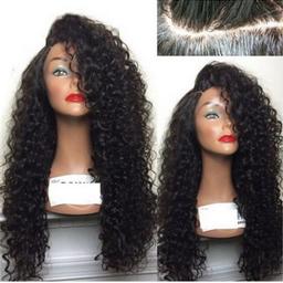 Brazilian Remy Hair Women Long Full Wavy Front Lace Wig Afro Curly Coslpay Hair