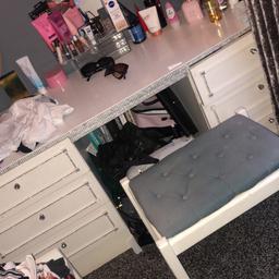 Did start to bling up but now changed decor of room so got new. Will need a clean. Open to offers. Want gone ASAP. Dressing table is dismantled in to 3 ready for collection. It does have a mirror each side. Can’t see it on the pic. 
