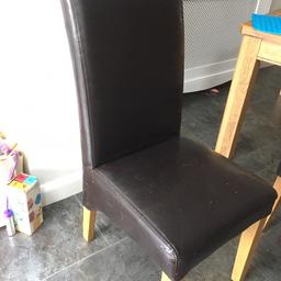 3 x dining chairs, oak, brown leather, used, £5 each or £10 for 3.
Collection and cash only