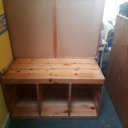 has signs of wear and tare, was used in a nusery so has had pictures stapled to it. still great for storage, sturdy. Open to offers when buying more than one of my items. has a cork board stuck to the back board