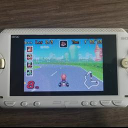 I bought this used with the intention of doing some restoration work on it but have not had the time.

Comes with emulators installed and some GBA games (see pictures) such as Pokémon, Mario and Final fantasy tactics.

comes with non official charger.
4gb

custom firmware was installed when I bought it so I cannot guide the buyer on using it.

It's not in perfect condition, the screen has surface scratches. I have tried show these in the images.