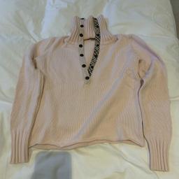 Burberry pink cotton jumper with front buttons and high neck. Good conditions. Size XS.