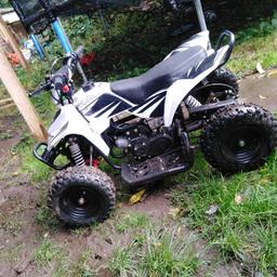 petrol quad used but in good condition
less than a year old been used less than 5 times since brought brand new.
son snapped pull cord but can buy a new one from eBay for around 6.00
 if you would like to pay 200 I will buy pull cord and fit it.