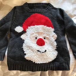 Mothercare grey Santa jumper in excellent condition. Press Santa’s nose to play “we wish you a merry Christmas”. For age 1.5-2yrs. Collection only from smoke and pet free home, Studley.