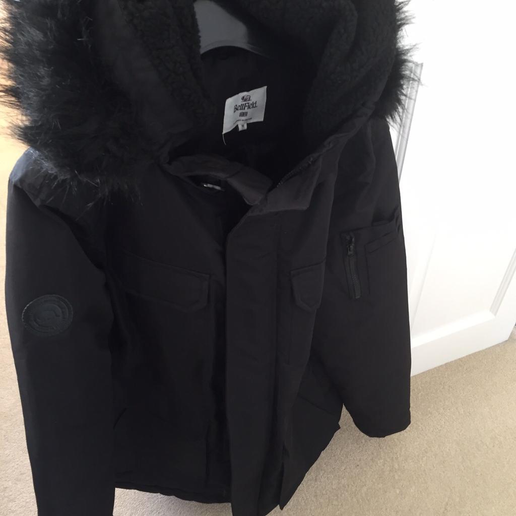 Bellfield Mens Nimrod Fur Lined Parka Black in Castle Point for 25.00 for sale Shpock