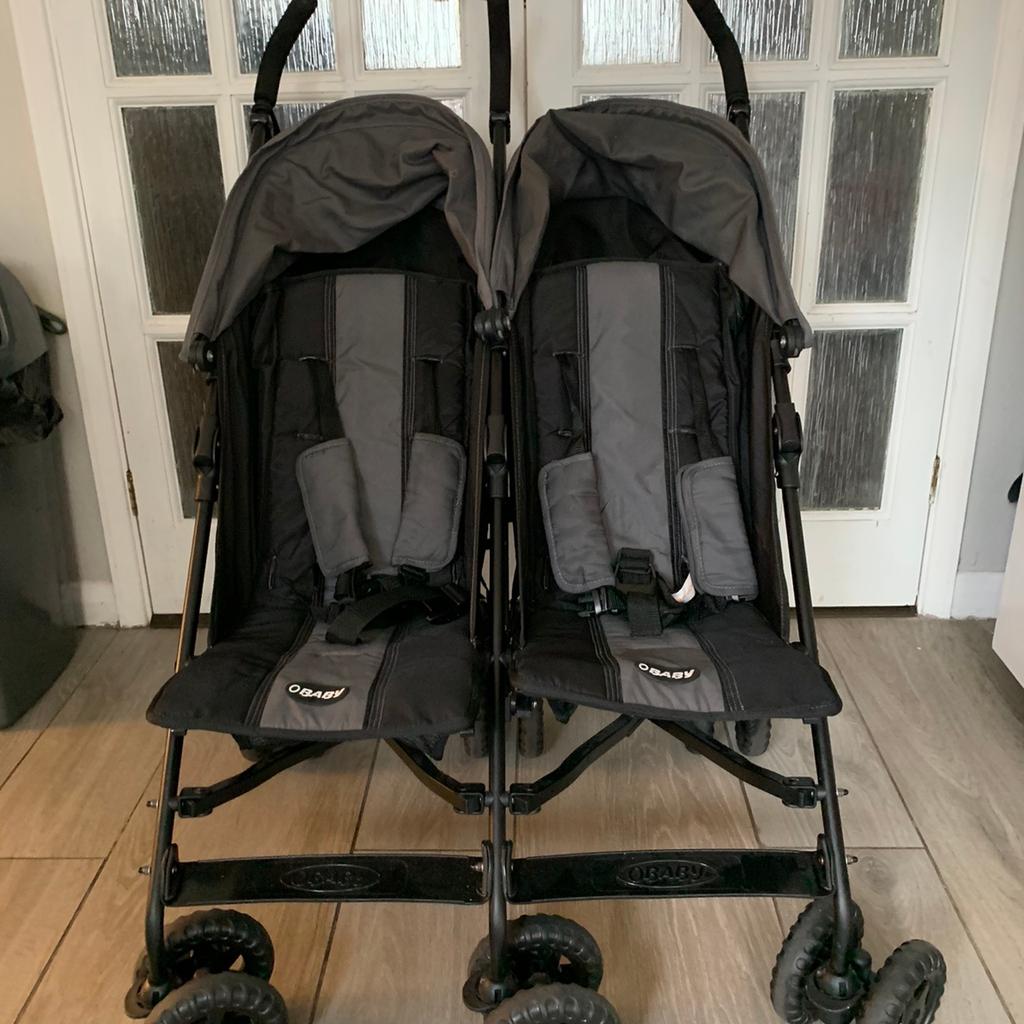 Obaby twin clearance stroller with footmuffs