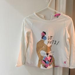 Good condition. Sparkly detailed squirrel long sleeved top.
Would fit 2-3 (comes up smaller than 3 years I would say)