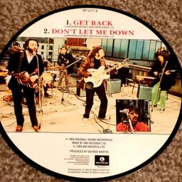 7 inch single Picture Disc of The Beatles,featuring, "Get Back" & "Dont let me down". Heavy duty Vinyl and never been played. Great to add to collection or for display. Cost includes Post to UK and PayPal fee.Can collect from London Borough of Havering ,cash on collection for £9. Thanks for looking