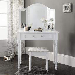 Dressing table mirror and chair in white, excellent condition