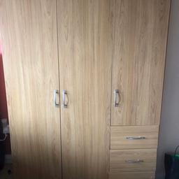 Double wardrobe with single hanging space above 3 drawers. Bottom drawer has sight damage but still works as normal.
Hasn’t been dismantled, buyer will need to dismantle as location is an 8th floor flat... lift available.
NO OFFERS.
COLLECTION ONLY