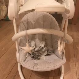 Mamas and papas starlight baby swing in great condition.

Barely used as my son didn’t really take to it.

Various swing and time settings along with music, lights in hood and toy bar.
Aux port allows you too plug in your phone and play music.

Collection Wollaton