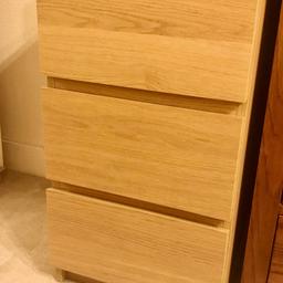 2 x Ikea Malm 3 Drawers Bedside Cabinets in Oak Veneer £40 for both no offers