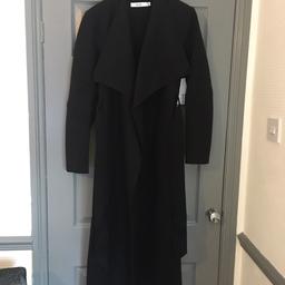 Long black waterfall coat BNWT size medium 12/14 