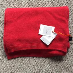 John Lewis bright red cashmere scarf, tagged and unworn.