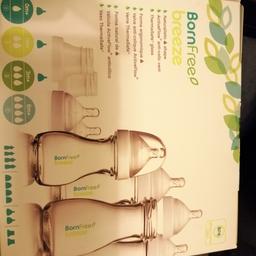 Born free breeze baby ThermaSafe glass bottles, bpa free, anti-colic, naturalistic shape. Inside 2x150ml (5oz) & 2x260ml (9oz) bottles, 2x spare teats . Suitable for most breast pumps (medela, ameda etc.) brand new, never opened. Great for gift!