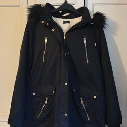 womens navy long coat size 18 excellent condition only used twice last year. Thick fleece lined.