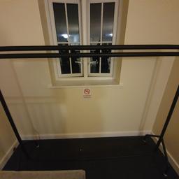 This is a large black metal clothes Rail with adjustable height second rail.
it is on 4 x coaster wheels for easy movement and disassembles easy for transport
Really well looked after
smoke and pet free home
cash on collection or PayPal accepted

74cms long
155cms tall
55cms wide