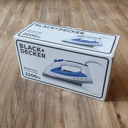 Black + Decker Steam Iron 
2200 watts
Brand new in its box - never used
Variable steam and temperature levels, steam shot etc