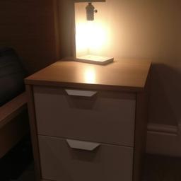 2 Bedside tables with 2 drawers, IKEA (Askvoll) Ike new, white stained oak