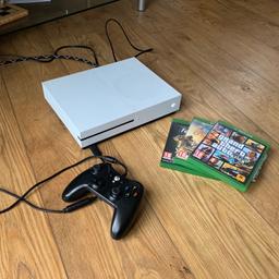 Xbox One S in perfect condition. Comes with one wired controller, power and HDMI cables and three games: GTA V, Assassin’s Creed Origins and Fall Out 76.