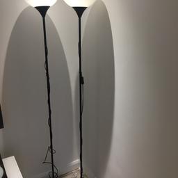 I am selling 2 floor lamps fully working. It has a few scratches and dents on the base. I have also included a frosted ceiling light. Collection only please.