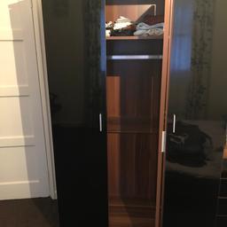 Wardrobe with nightstand and cabinet with shelves. All in very good condition. Color: black.
Bought from ikea