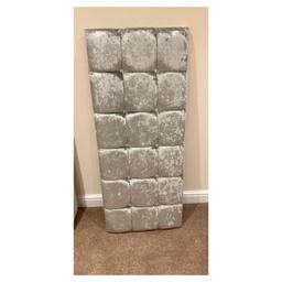 Small double, silver velvet head board. Never been used. Still in packaging!!!! Collection only ! £30