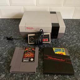 Selling a NES Nintendo console classic retro console comes with power wire, AV wire,one controller, NES console, and 2 games which are:
Super Mario 3
Swords serpencs

In GREAT condition. (TESTED)

Needs to go as I’m moving..