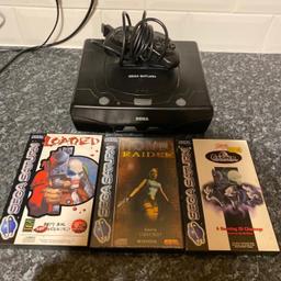 Selling a fun retro SEGA SATURN console with 3 games comes with power wire, AV cable, one controller and 3 games which are Casper, reloaded & tomb raider.

In GOOD working order(TESTED)

No silly offers

Needs to be sold ASAP..