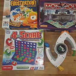 3 board games and BOP it. used, good condition