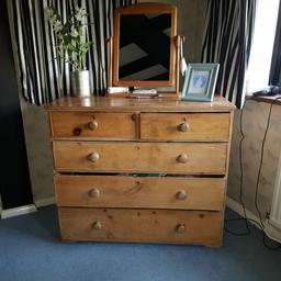 striped pine chest of drawers