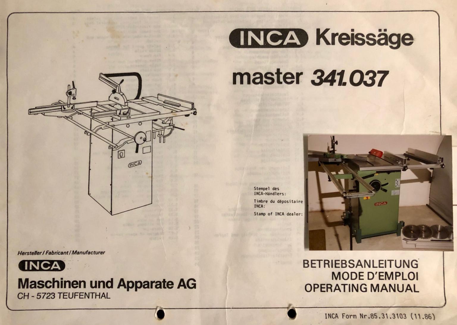 Kreissäge INCA Master in 6111 Gemeinde Volders für 900,00 € zum Verkauf ...