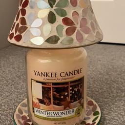 Yankee candle shade and plate. Has been used but is still in good condition. Candle not included