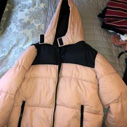 Baby pink and navy blue puffer jacket 
So comfortable and keeps you super warm 
Size 14 
Bought for 35