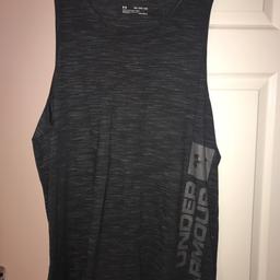 Vest top for training 2 XL with writing down side. black with grey fleck