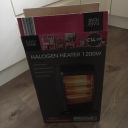 Halogen Heater. Was used in a caravan a couple of times, been in storage in the loft. 
3 setting 400w, 800w & 1200w. Oscillating function, complete with box and fully working.

Collection from B90 area near Shirley railway station. 
From a pet and smoke free home. 

On other sites