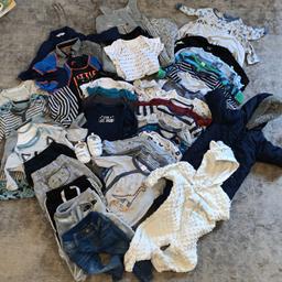 Huge bundle, snowsuit, sleeping bags, vests, tons of babygros swimsuit with hat, trainers, bottoms, tops

Great condition

Collection only, please do not put a offer in if you can not collect these, thankyou

There is some added extras in photo no 4 
