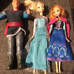 Kristoff. Elsa & Anna
Smoke free home
Collection only

Girls have no shoes on & Anna cape clasp doesn’t stick