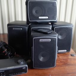 CREATIVE SURROUND SYSTEM
SUBWOOFER PLUS 5 SPEAKERS RECEIVER & REMOTE CONTROL
ALL WIRES & CABLES INCLUDED