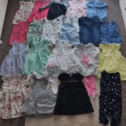 Dresses, playsuits, jumpsuit, outfits, tops, cardigans, jumpers, shoes, coat, hat, vests, PJ's, jeans, leggings, shorts...
Items from next, Primark, George, h&m, boots etc.
Smoke free home.