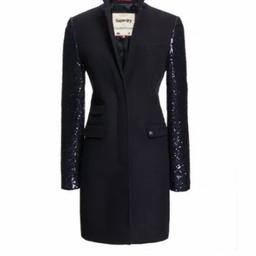 Superdry x Timothy Everest navy sequin sleeved coat rrp £249.99 size 14 material wool