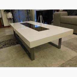 Bellissimo Tavolino da soggiorno moderno bianco e marrone scuro laccato