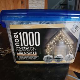 1000 led lights indoor or outside.. cost 59.99 from range. would take them back but cant find receipt £25
