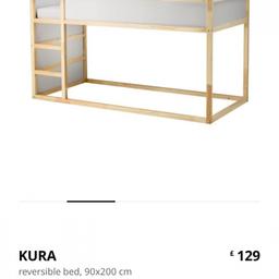 Ikea Kura mid way bed. Years old but still in good condition, fair wear and tear to the the frame work. Scratches/ dents to the wood work through moving and kids playing rough.