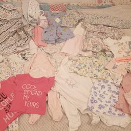 baby girls clothes 0-3 months excellent condition some still new with tags.
mermaid set with headband silver shoes and pack of socks still have prices on (£11.50 for those 3 items alone)
bundle includes 
baby grows
tops
dresses
outfit sets 
x2 shoes 
pack of socks
collections only please from pet and smoke free home :)