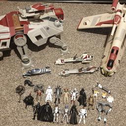 bundle of star wars toys . sounds and lights work missing some pieces