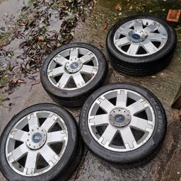 Selling full set off Ford wheels will fit focus mondeo transit connect.
All with cups tyres are good condition all legal loads off thread. Some wheels flaked but no cracks or bucket.