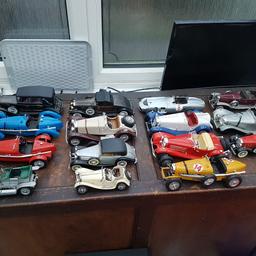 as title 15 1.18 1.24 scale models for spares or repairs. includes 2 radio cars. makes from franklin mint. burago. polistil. all have some kind of damage broken windscreen etc. price is for all and collection only from Horsley woodhouse.